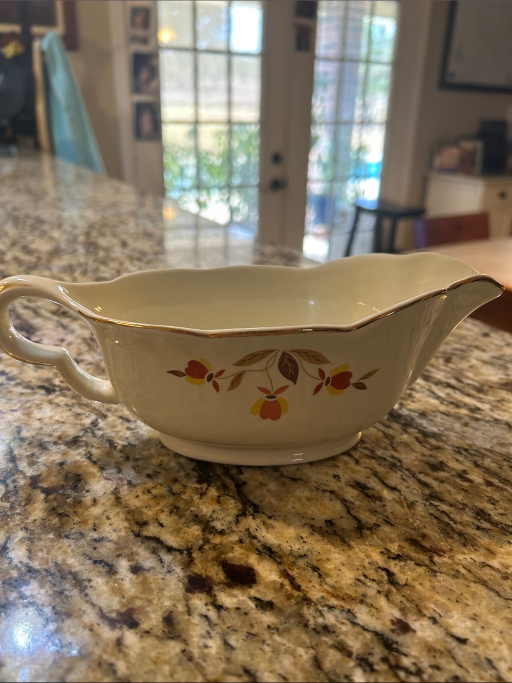 Vintage Hall Jewel Tea Autumn Leaf "Ruffled D" Gravy Boat